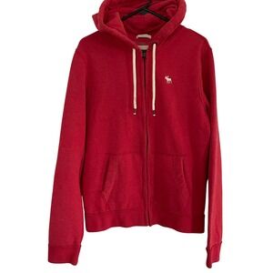 Vtg Y2K Abercrombie‎ & Fitch Full Zip Hoodie Red Muscle Fit Mens Medium Preppy